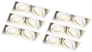 Set di 6 faretti incassati bianchi GU10 orientabili senza cornice 2 luci - Oneon