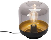 Lampada da tavolo di design nera con vetro oro e fumé - Kyan