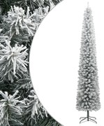 Albero di Natale Artificiale con Neve Floccata e LED in diverse dimensioni e materiali, Albero di Natale Sottile con Base e Neve Floccata 300 cm PVC