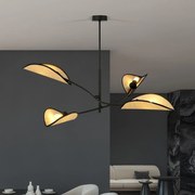 Lampadario a Sospensione in Acciaio e Tessuto LOTUS 4 Nero 4xE14