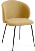 Kave Home - Sedia Minna senape e gambe in acciaio finitura nera