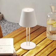 Lindby Lampada da tavolo ricaricabile a LED Janea TWIN, bianco, metallo