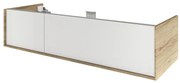 Mobile da bagno sotto lavabo SENSEA Neo Frame bianco e noce laccato lucido L 135 x H 32 x P 48 cm 2 cassetti, lavabo non incluso