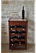 Carrello cantinetta PRESTIGE in legno massello e piano in mattonelle NOCE