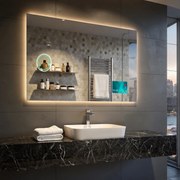 Rettangolare specchio bagno con luce LED L58 specchio retroilluminato da trucco con Specchio cosmetico, Tappetino riscaldante