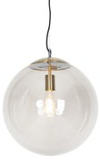 Lampada a sospensione moderna in ottone con vetro fumé 40 cm - Ball