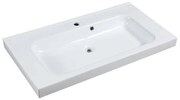 Lavabo integrale d'appoggio bacino al centro rettangolare Remix L 91 x H 15 x P 49 cm in porcellana bianco