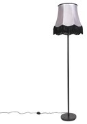 Lampada da terra classica nera con paralume Granny B grigio - Simplo