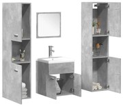 Set mobili da bagno 5 pz grigio cemento in legno multistrato