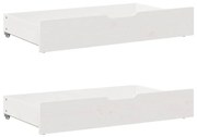 Cassettoni Da Letto 2 Pz Bianchi 95x55x16cm Legno Massello Pino /