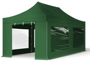 TOOLPORT 3x6m gazebo pieghevole con laterali (finestre panoramiche), PREMIUM acciaio, verde scuro - (600075)