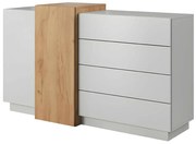 Credenza 4 cassetti e 2 ante Bianco e Rovere - FRANCOLI