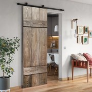 Porta scorrevole reversibile Barn Wengé in alluminio beige, L 86 x H 215 cm, con binario Loft