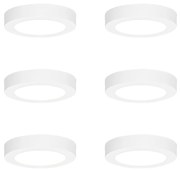Set di 6 faretti da incasso o a plafone bianchi 14 cm con LED dimmerabile a 3 livelli con interruttore DIP - Trans