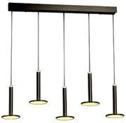 Lampadario A Sospensione Moderno Tua Metallo Lgp Nero 5 Led 45W Doppia Emissione