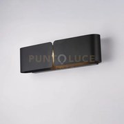 Applique con diffusore taglio laser in ferro laccato nero 2 luci
