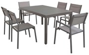 OMEN - set tavolo in alluminio cm 150 x 90 x 74 h con 4 sedie e 2 poltrone Aulus
