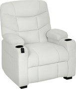 Poltrona Relax Elettrica 94x90x105 cm Reclinabile 150° con Poggiapiedi Funzione Memory Telecomando in Velluto Crema...