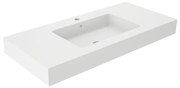 Lavabo integrale da appendere bacino al centro rettangolare SOLID L 101 x H 14 x P 46 cm in solid surface bianco