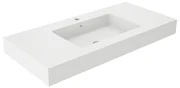 Lavabo integrale rettangolare vasca centrale SOLID L 101 x H 14 x P 46 cm in solid surface bianco