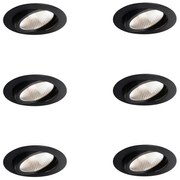 Set di 6 faretti da incasso neri 9,5 cm con LED 1300 lm dimmerabili IP65 - Gaius