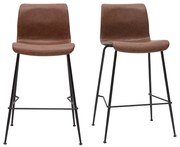 Sgabelli da bar fissi marrone anticato e metallo nero H65 cm (set di 2) HAROLD