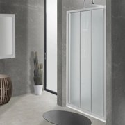 Porta doccia scorrevole Plumin, L 88-90 cm x H 185 cm x SP 4 mm, profilo bianco, vetro smerigliato