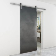 Porta scorrevole reversibile Brooklyn in acciaio nero, L 96 x H 215 cm, con binario Country satinato