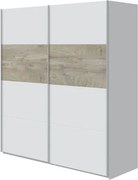 Armadio 2 Ante Scorrevoli 180x60x200 Bianco E Rovere ARM182