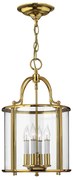 Lampadario Contemporaneo Gentry Ottone Lucido Vetro 4 Luci E14