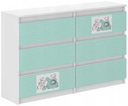 Cassettiera per bambini con stampa topini, 77 x 30 x 120 cm