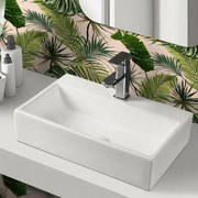 Lavandino da appoggio rettangolare 52x35 cm in ceramica lucida