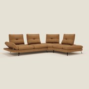 Ardex Divano Angolare - schienali traslanti e bracciolo regolabile in elegante tessuto impermeabile T06 ocra