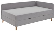 Letto singolo imbottito grigio chiaro con contenitore con materasso incluso 90x200 cm Cabana – Meise Möbel