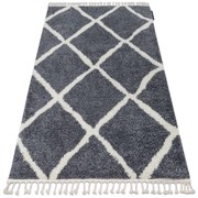 Tappeto BERBER CROSS B5950 grigio / bianco Frange berbero marocchino shaggy