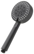 Doccino tondo 25,5cm nero opaco multigetto a getti concentrici in ABS anticalcare Hidra