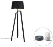 Tripode intelligente lampada da terra con paralume nero con oro 50 cm incluso Wif A60 - Puros