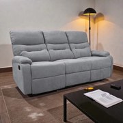 Divano Relax 3 Posti L190 Reclinabile Manuale in Tessuto Grigio SOAVE