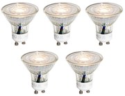 Set di 5 lampadine LED GU10 50mm trasparenti 4,9W 450 lm 3000K