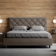 Letto matrimoniale contenitore imbottito 160x190 similpelle cappuccino Priya
