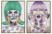 Quadro DKD Home Decor 60 x 3,5 x 80 cm Fashion Girls (2 Unità)