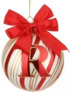 Pallina Natale con lettera R 10 cm Circus rosso