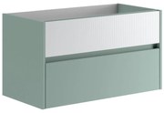 Mobile da bagno sotto lavabo Niwa verde timo frontale in vetro bianco laccato opaco L 89.5 x H 50 x P 45.5 cm 2 cassetti, lavabo non incluso