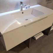 Lavabo integrale a incasso rettangolare Brera L 100.5 x H 12.5 x P 46 cm in resina bianco lucido