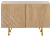 Credenza design con incisioni finitura legno chiaro rovere e metallo dorato 2 ante L107 cm OZEN