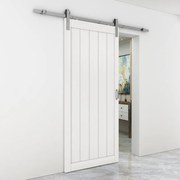 Porta scorrevole reversibile Oregon in alluminio bianco, L 96 x H 215 cm, con binario Country satinato