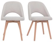 Sedie scandinave in tessuto effetto velluto testurizzato beige e base massello di faggio (set di 2) COSETTE