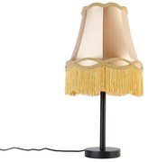 Lampada da tavolo classica nera con paralume a grana oro 30 cm - Simplo