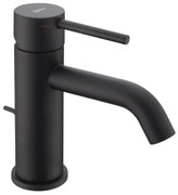 Rubinetto per lavabo a canna bassa getto laminare cristallino TAYRONA nero verniciato opaco HUBER H 16.4 cm