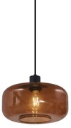 Lampada a sospensione retrò nera con vetro bronzo - Bizle